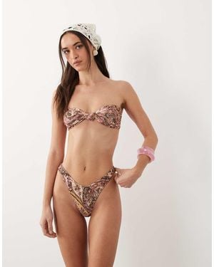 Miss Selfridge V Front High Leg Bikini Bottom - Multicolour
