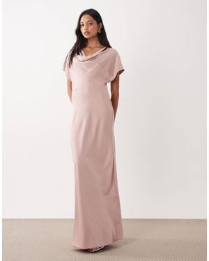 TFNC London – bridesmaids – asymmetrisches maxikleid aus satin - Pink