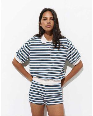 Pull&Bear Gestreepte Short - Blauw