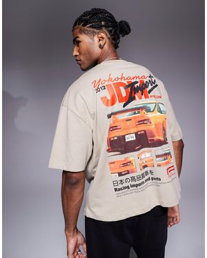 ASOS – kastiges oversize-t-shirt - Grau