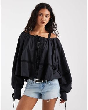 Free People La Lune Long Sleeve Top - Black