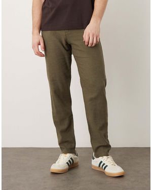 SELECTED Slim Tapered Linen Blend Pants - Natural