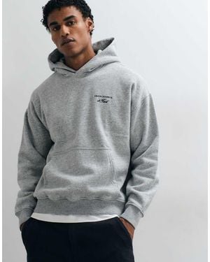 Abercrombie & Fitch Script Logo Oversized Hoodie - Grey