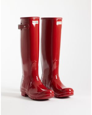 HUNTER Original Tall Gloss Gumboots - Red