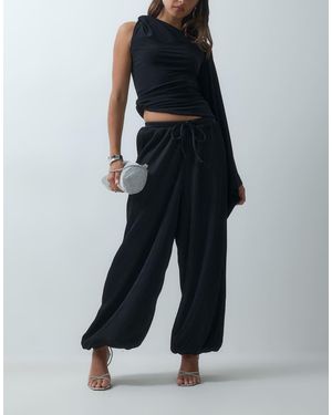 ASOS Metallic Plisse Balloon Trousers - Blue