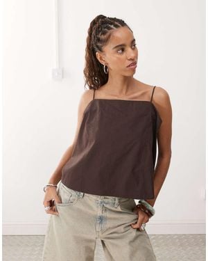 Monki Trapeze Strappy Top - Brown