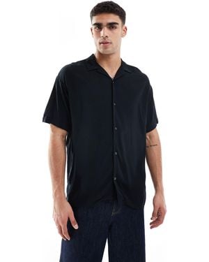 Jack & Jones Revere Collar Short Sleeve Shirt - Black
