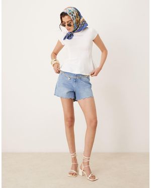 Nobody's Child Denim Shorts With Scallop Trim - Blue