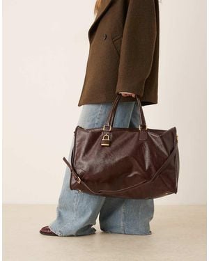 Mango Borsa A Tracolla Da Città Scuro - Marrone
