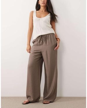 New Look Wide Leg Woven Trousers - Natural