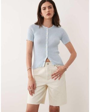 New Look Longline Denim Shorts - Blue