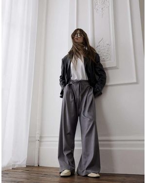 River Island Tie Front High Waisted Trouser - Grey