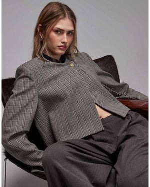 ASOS Cropped High Collar Wrap Blazer - Grey