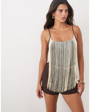 ASOS Cami Top With Fringing - Brown