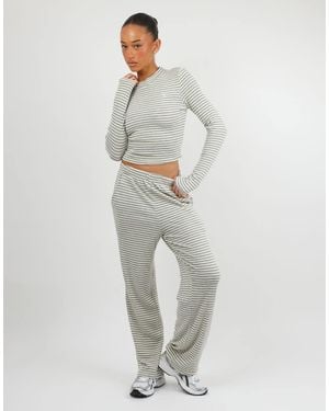 SIMMI Mila Soft Stripe Fine Ribbed Trouser - Grey