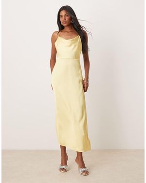 Vila Satin Cowl Neck Maxi Dress - Natural