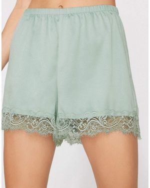 Tezenis Satin And Lace Shorts - Green