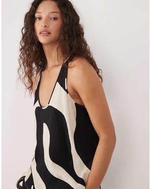 Mango Nikita Crinkle V Neck Top Co-ord - Black