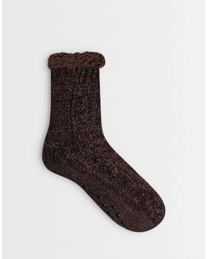 Loungeable Kuschelige chenille-hausschuhe - Schwarz