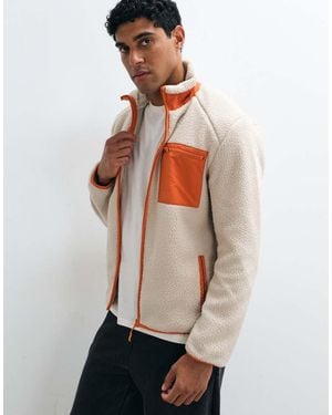 Only & Sons Teddy Fleece With Contrast Pocket - White