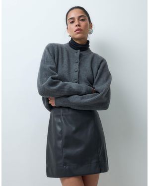ASOS Tailored Faux Leather Mini Pelmet Skirt With Split - Gray
