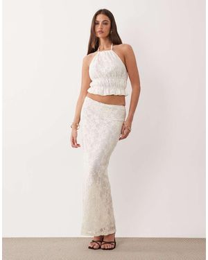 The Frolic Exclusive Lace Column Maxi Skirt - Natural