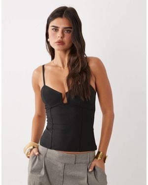 ASOS Bandage Angle Neck Line Top - Black