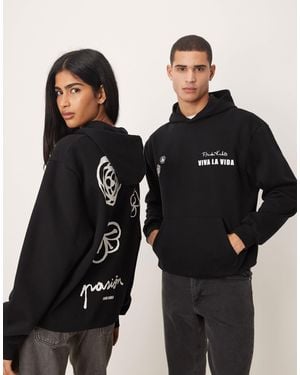 ASOS Unisex Relaxed Hoodie With Print In - Black