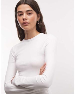 Collusion T-Shirt Aderente A Maniche Lunghe Bianca - Bianco
