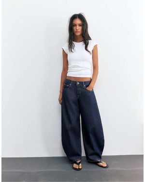 Pull&Bear Low-rise Barrel Jeans - Blue