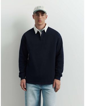 Pull&Bear Langarm-polohemd - Blau