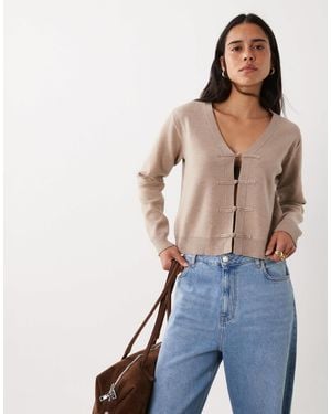 Mango V Neck Knit Cardigan With Mandarin Buttons - Blue