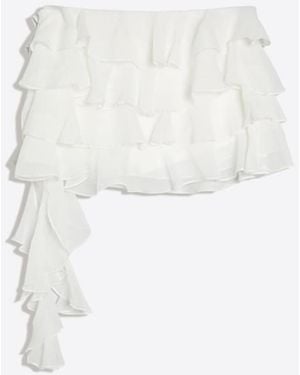 Bershka Frilled Mini Skirt - White