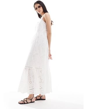 Y.A.S Y.a.s - robe longue en broderie anglaise à bretelles fines - Blanc