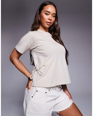 Fashionkilla Cotton Tie Side Detail T-Shirt - Gray