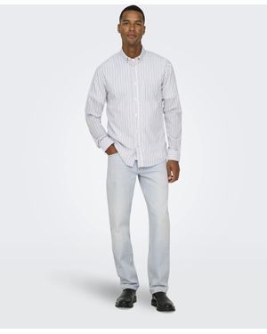 Only & Sons – jeans mit normaler passform aus hellem, gebleichtem denim - Weiß