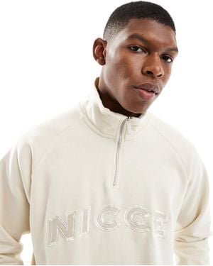 Nicce London 1/4 Zip Logo Sweatshirt - Natural