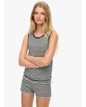 Superdry Athletic Essentials Jersey Stripe Tank Top - White