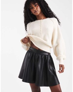ASOS Faux Leather Volume Detail Mini Skirt - Black