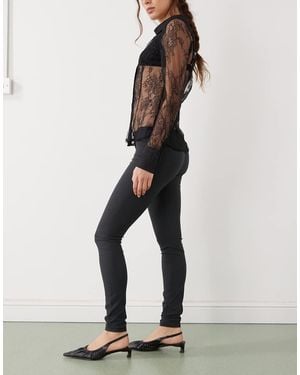 Monki Pantaloni Sartoriali Slim Elasticizzati Neri - Nero