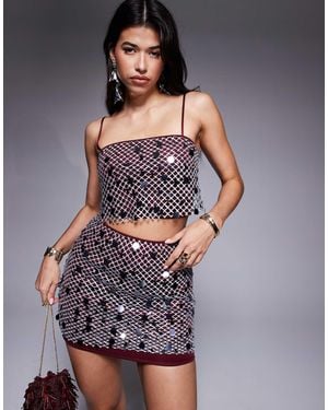 ASOS Co-ord Silver Sequin Overlay Mini Skirt - Grey