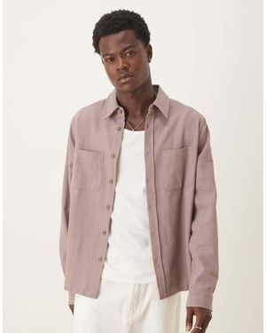 ASOS Camisa Holgada De Manga Larga Con Bolsillos De - Rosa