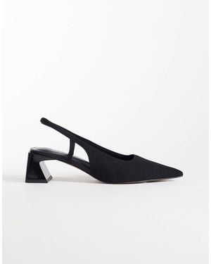 ASOS Steam Cut Out Detail Slingback Block Heeled Shoes - White