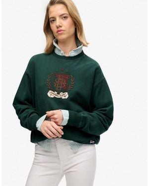 Superdry – crest – locker geschnittenes sweatshirt - Grün
