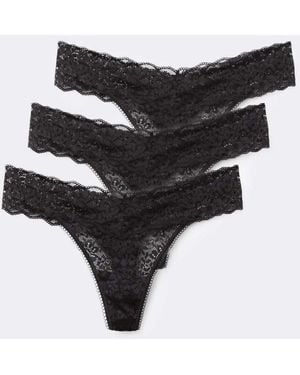 Tezenis 3 Pack High-Leg G-String - Black