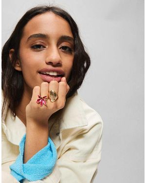 Bershka Pack Of 3 Rings - Metallic