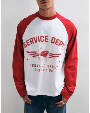 ASOS Oversize langarm-grafik-ringer-t-shirt - Rot