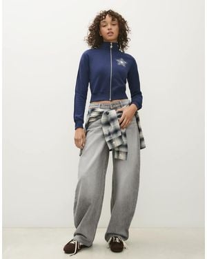 Bershka Dallas Cowboy Cheerleaders Zip-Up Sweatshirt - Blue