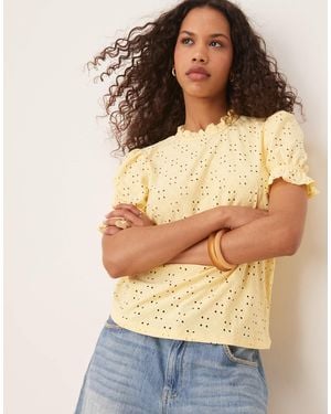 Vila Broderie Jersey T-shirt - Natural
