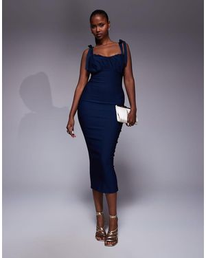 Vesper Ruched Bust Bodycon Midaxi Dress - Blue